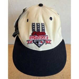 VTG 1997 MLB ALL STAR GAME INDIANS NEW ERA 5950 PRO JACOBS FITTED HAT 7 1/4 WOOL